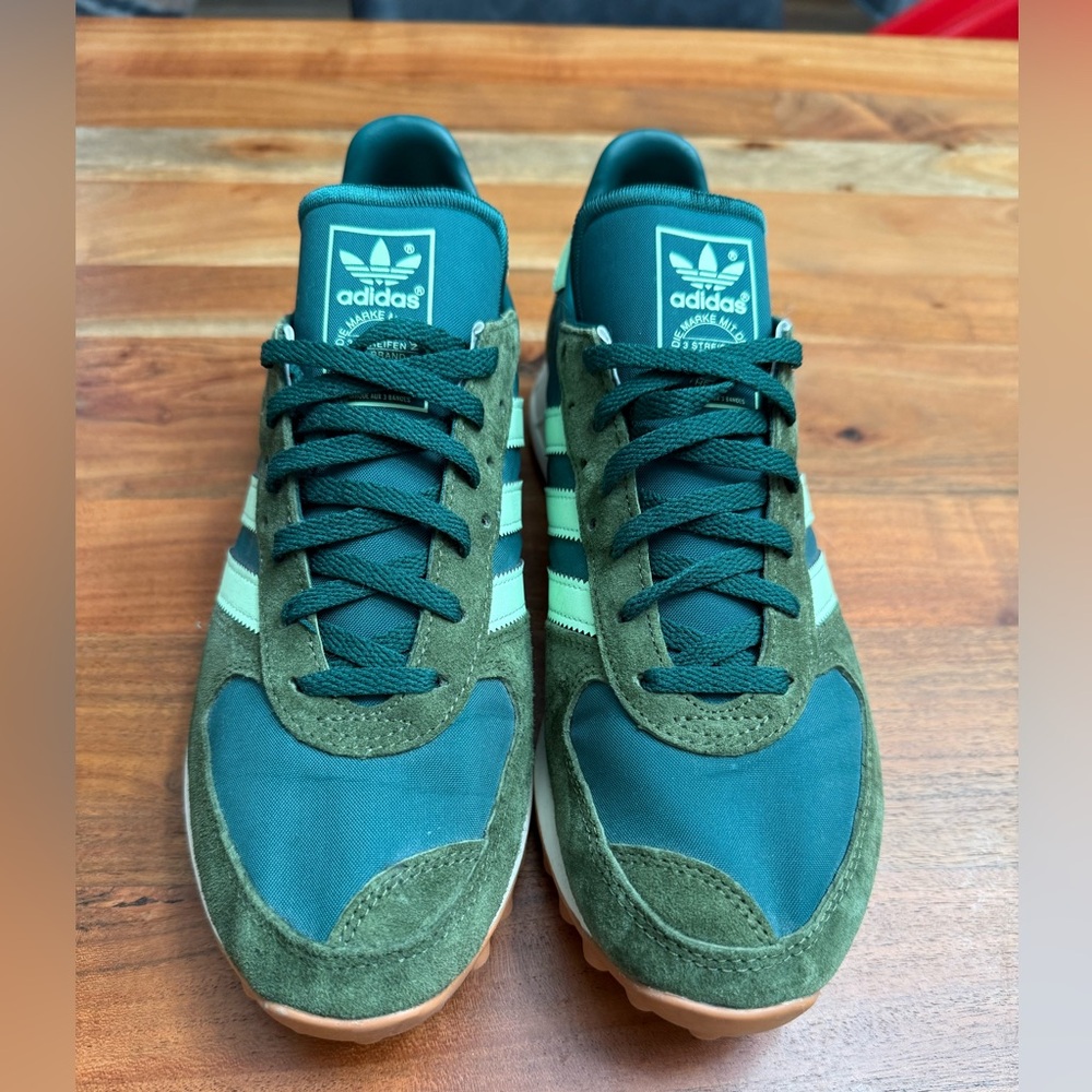 Adidas Forest Green and Lime Sneakers